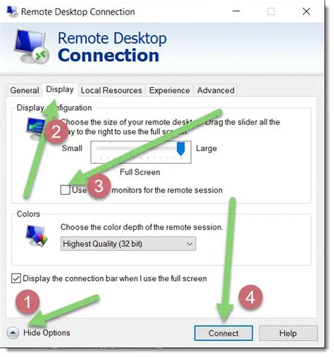 multiple monitors remote desktop windows 10